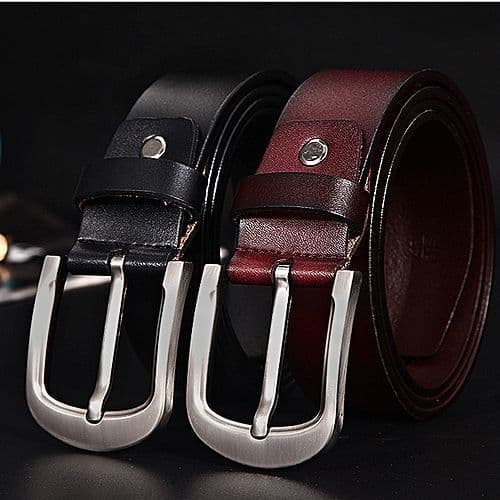 2 Pack Of Men's Faux Leather Belts - Black,Brown.