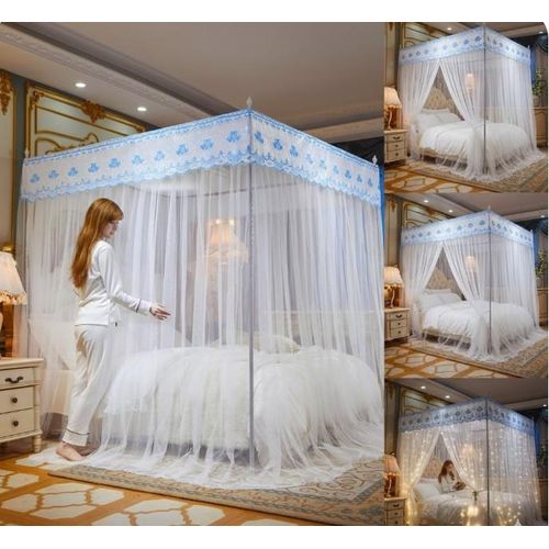 David Ultimate Protection & Cozy Mosquito Net with 4 Stainless Steel Stands & 3 Doors Design Bed net S1 - White — image 1